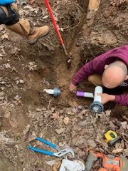 Plumber in NC fixing underground pipe